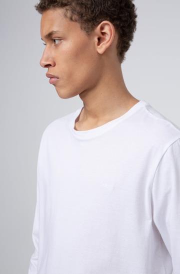 Koszulki HUGO Long Sleeved Cotton Białe Męskie (Pl41701)